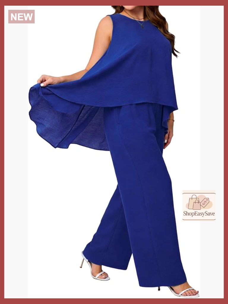 Women's 2 Piece Lounge Set Ruffle Tank Wide Leg Pants Casual Summer Travel